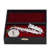 Alto Saxophone Ornaments Mini Sax Decoration Musical Instrument Model Gift with Box Base 14cm