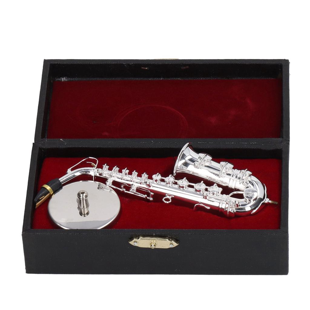 Alto Saxophone Ornaments Mini Sax Decoration Musical Instrument Model Gift with Box Base 14cm