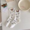 Носки с таксами для женщин, весна, осень и зима, кошачьи носки до середины икры, мультяшный милый школьный стиль, универсальные длинные носки с медведем