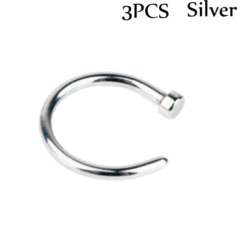 3/5/10PCS 8mm Fake Hoop Clip On Nose Ring Body Jewelry Non Piercing Nostril Hoop