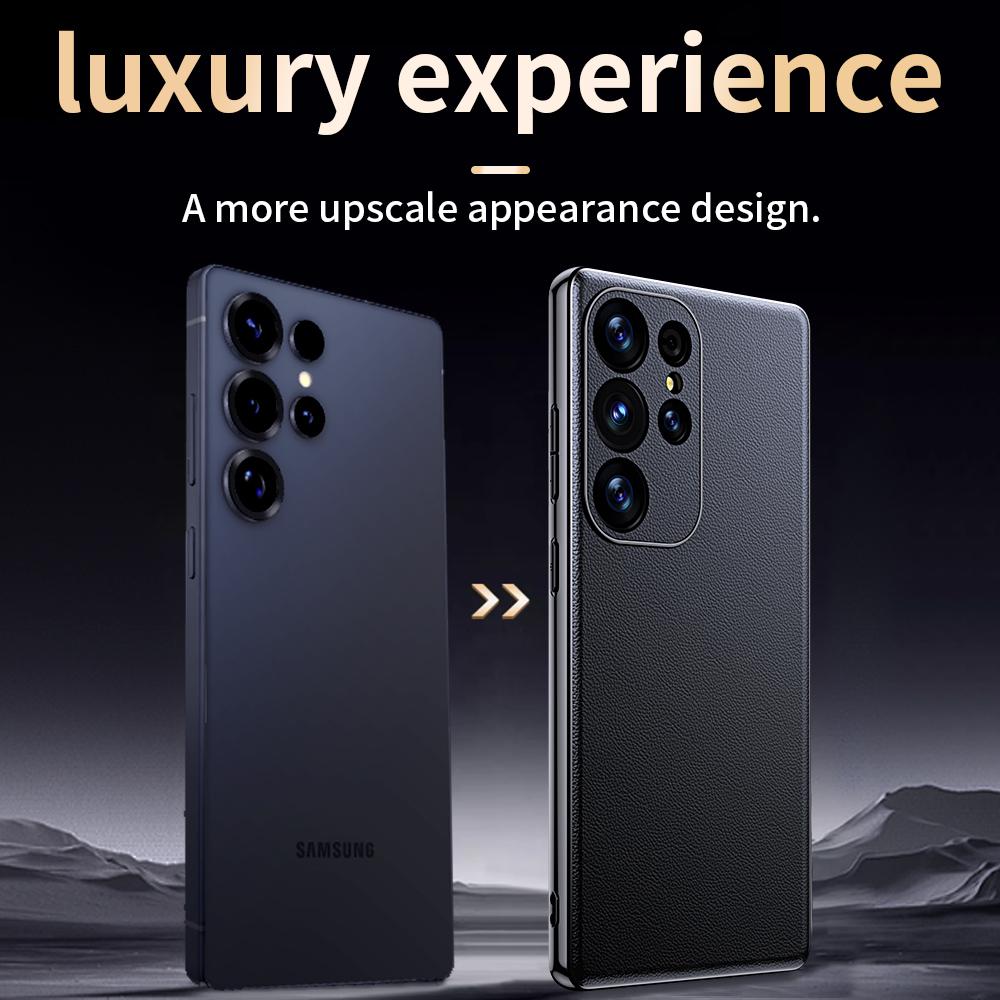 Роскошный кожаный чехол для телефона Samsung Galaxy S25 S24 Ultra S25+ S24+ S22 S23 Plus с гальваническими краями и защитной крышкой для камеры