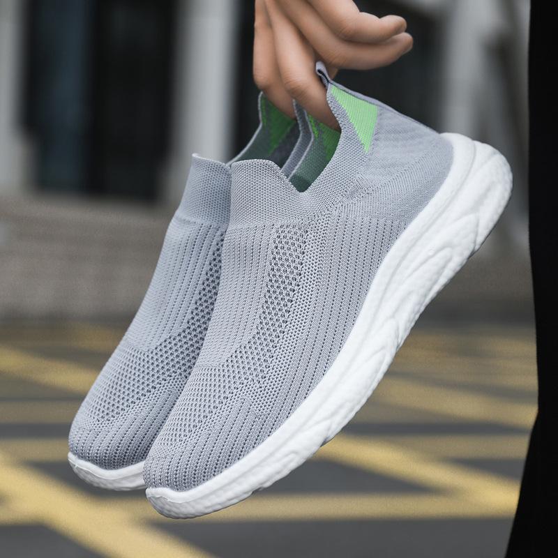 Обувь Мужская 2024 Новая повседневная обувь Кроссовки для бега Flying Weaving Кроссовки с мягкой подошвой Трендовые кроссовки Lazy Shoes One-pedal Single Sneakers