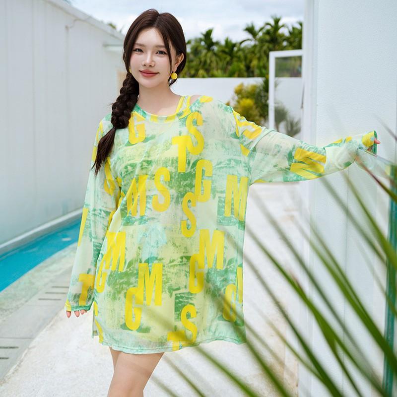 Womens Modest Long Sleeve Swimwear Set With Sun Protection Cover-Up Hot Springs Swimming