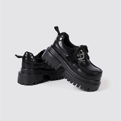 Весна Осень Лакированная кожа Блок Лолита Женские Лоферы На шнуровке Платформа Танкетка Высокий каблук Готические Девушки Студенческая обувь
