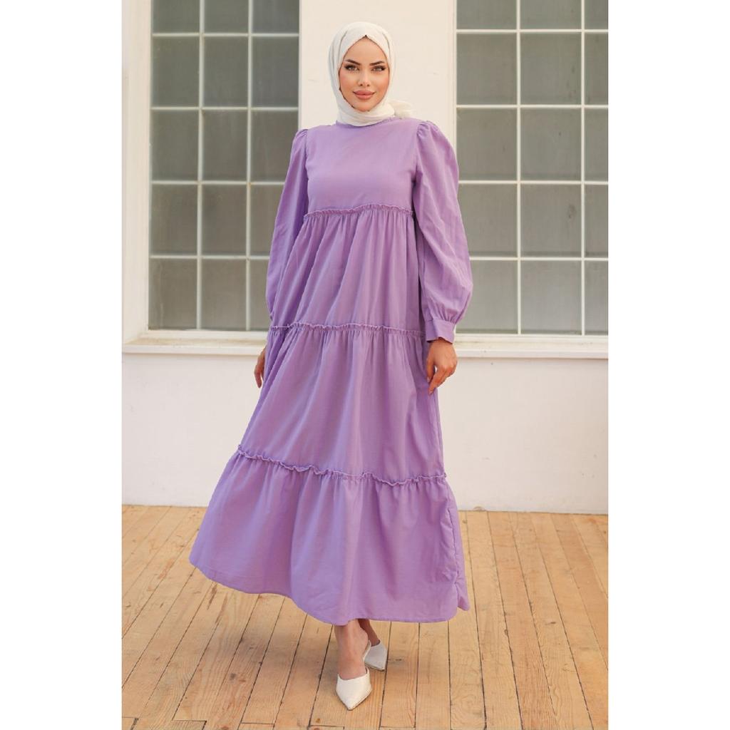 Benay Floor Detail Hijab Dress 1102- Black