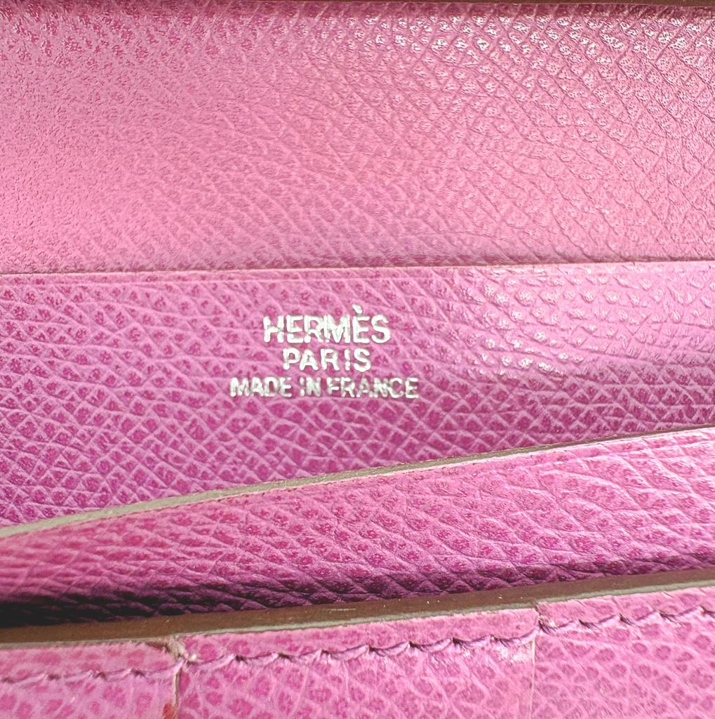 used Hermès Bearn Soufflet Long Leather Wallet – Purple / Pink