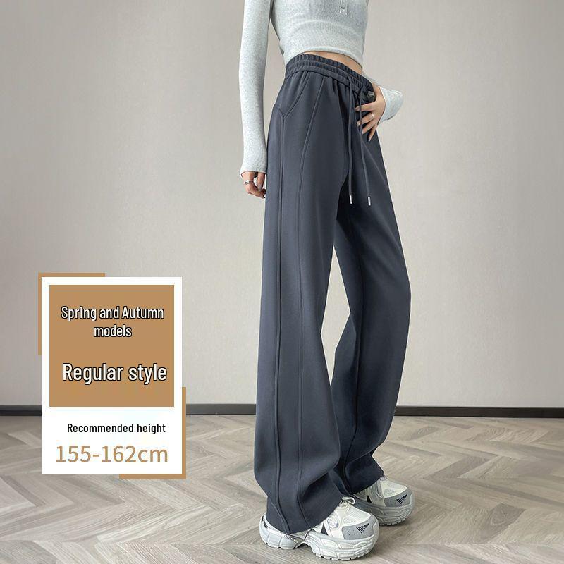 Women's Pear Shape Dopamine Sweatpants - Spring/Autumn, Yellow, Straight and Wide Leg, Solid Color