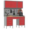 Workbench with Drawers 8 pcs Red Engineered Wood and Steel