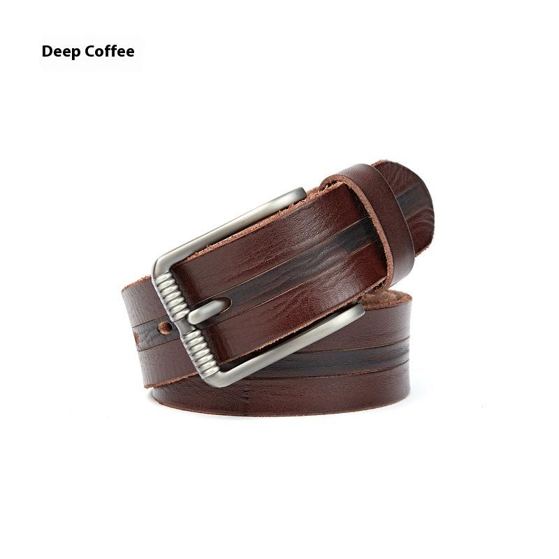 Мужской ремень, первый слой коровьей кожи, повседневный ремень с пряжкой, ретро-трендовый джинсовый ремень