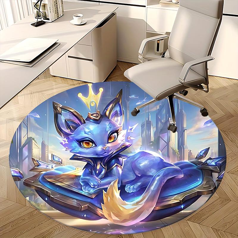 Feline Royal Emblem,Fantasy Creature Crest Chair mat Round Rug Office carpet, Non slip, Suitable for Living Rooms, Bedrooms Decor 1205543a