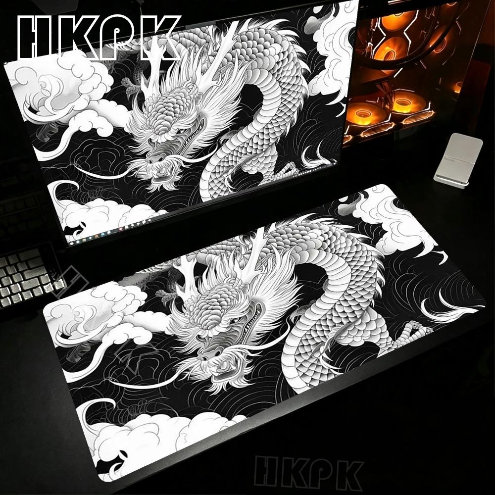 Company Kawaii Mousepads Dragon Black and White Mousepad Pc Gaming Accessories Mouse Pad Large Desk Protector Laptop Pads Custom