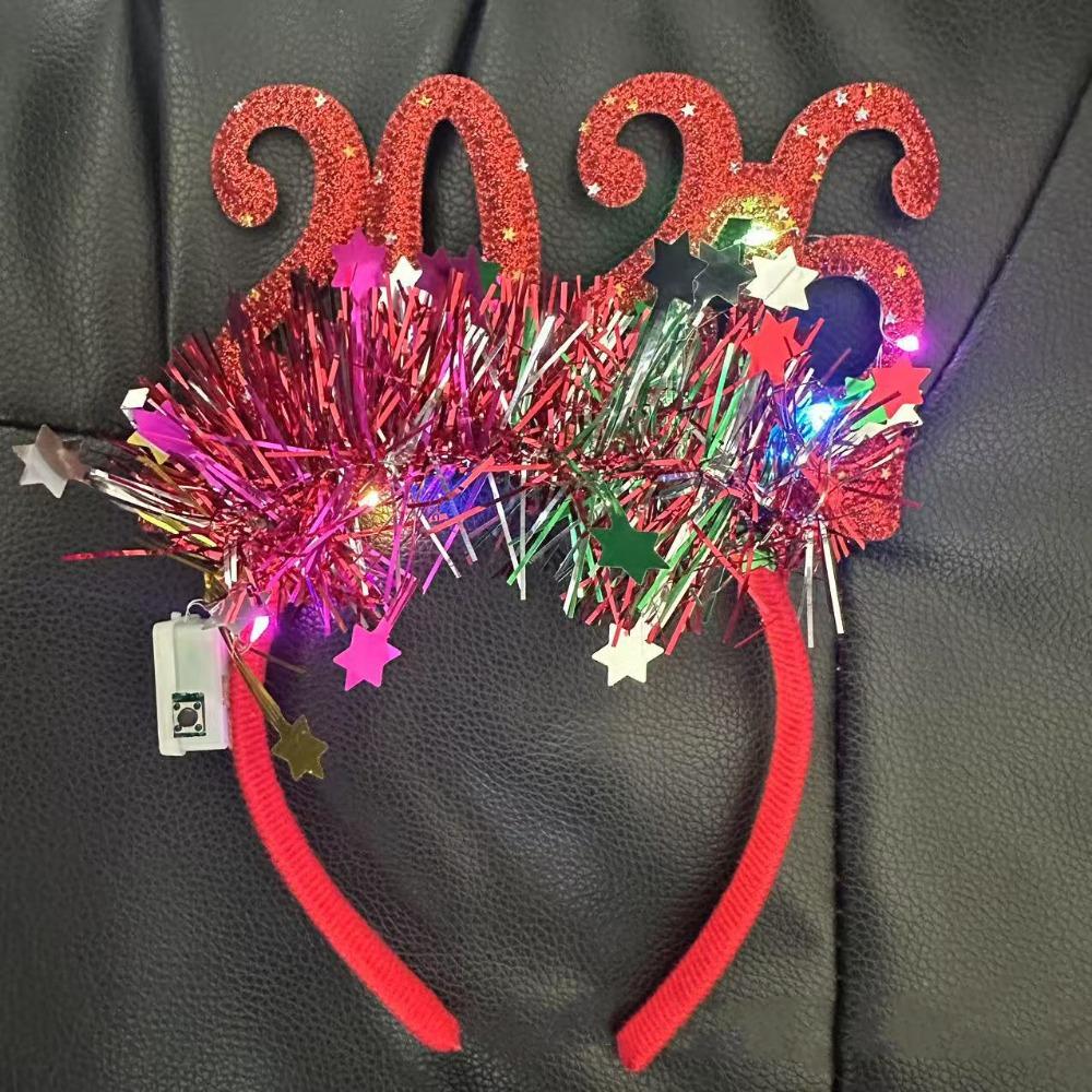 Cute LED Glow Hair Bands Sweet Luminous Headpiece 2026 Happy New Year Headband Cosplay