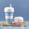With Straw Silicone Cup for Water Food Grade Folding Cup Office Home Leisure Milk Tea and Coffee Cups