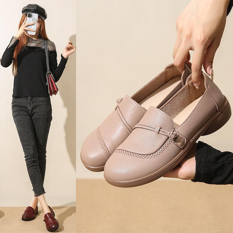 Мягкая подошва, мягкие туфли для мам, элегантные женские туфли больших размеров, дышащие и удобные летом, плоская подошва и не вызывают усталости, однопедальный грех