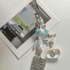5PCS Imitation Pearl Beaded Cat Pendant Glass Bead Shell Pearl Phone Lanyard Fashion Keyring  Beach