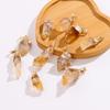 Natural Citrine Crystal Chip Electroplated Raw Stone Pendant Necklace