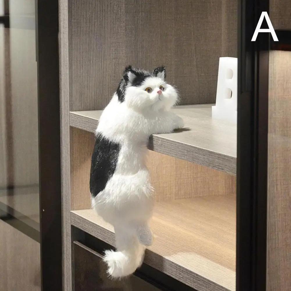 Милые плюшевые игрушки-симуляции кошек, украшения, мягкие игрушки, фигурки животных, настольные кошки, подвесные котята, телевизор, реалистичные пушистые игрушки для шкафа, декоративная фигурка O6M3