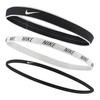 Nike Набор из трех предметов Нейлон, Силикон, Полиуретан Резинки для волос Унисекс Черный Белый N0002548930OS-930
