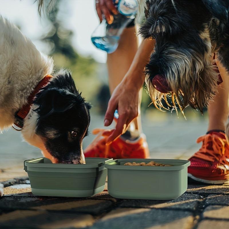 Складные двойные миски для домашних животных 2-в-1 — герметичные, портативные, кормушка для домашних животных и поилка для воды — дорожные миски для собак с крышкой для путешествий и прогулок на свежем воздухе