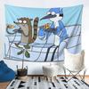 Mordecai And Rigby Pizza And Video Games Tapestry Wall Hanging Aesthetic Home Decoration Tapestries for Living Room Bedroom