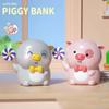With Key Switch Cartoon Piggy Bank Unbreakable Pig Shaped Safe Box For Coins Cash