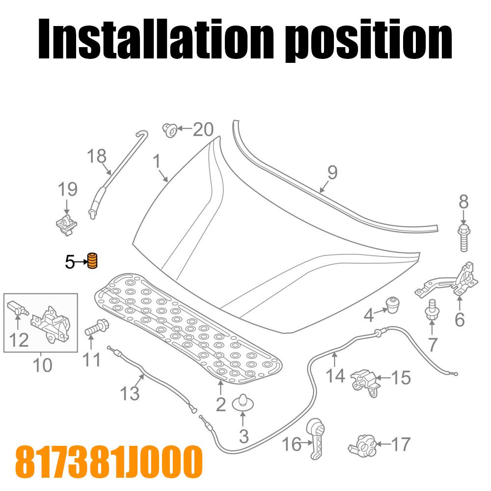 2x автомобильный бампер, капот, задняя дверь, резиновая подушка, стопор 817381J000 для Nissan X-Trail T31 2007 2008 2009 2010 2011 2012 2013