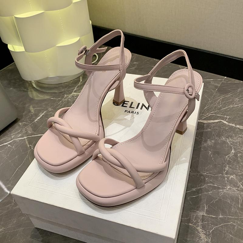 Роскошные дизайнерские летние женские сандалии 2025 года, модные элегантные туфли с открытым носком, женские для улицы, для вечеринки, под платье, на высоком каблуке, сандалии