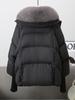 Winter New Fur Collar Puffer Down Parka Loose Down Warmer Thicken Snow Jacket Pocket Zipper Faux Fur Outerwear Female