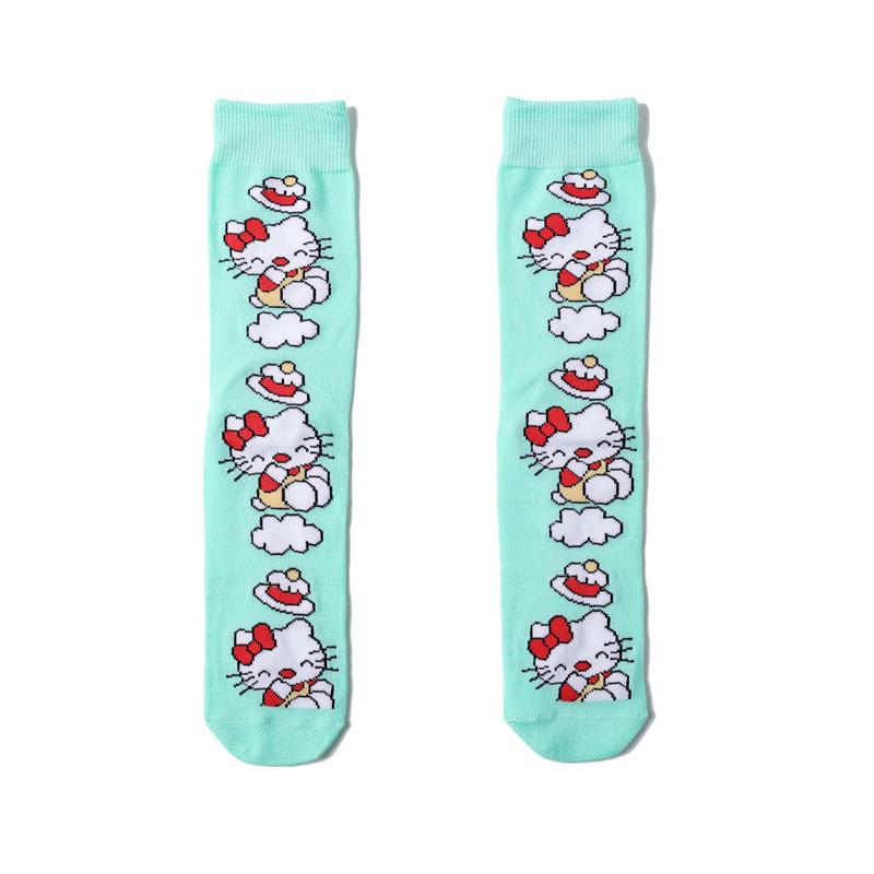 Женские хлопковые носки Hello Kitty с кошкой - Модный аниме-дизайн для всех сезонов.