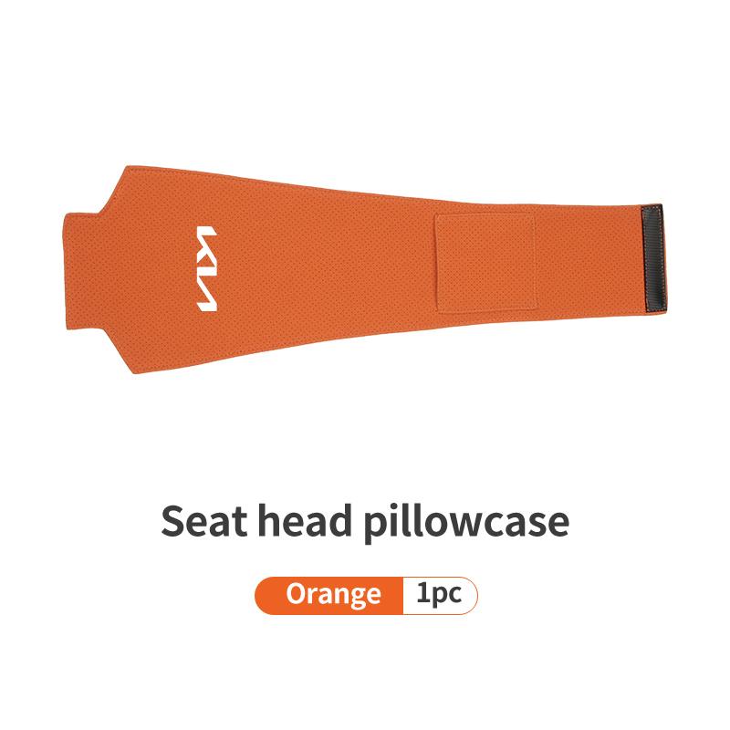 AAAFR1 Car Logo Headrest Cover Suede Perforated Breathable Head Pillowcase Pads For KIA Cerato Proceed Venga Stonic Picanto Sorento