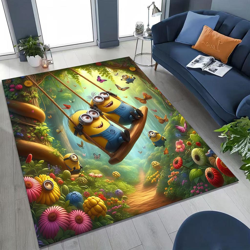 3D Cartoon Minions Despicable Me Rug for Bedroom Living Room Sofa Home Doormat Decor, Large Kids PLAY Non-slip Floor Mat Gift