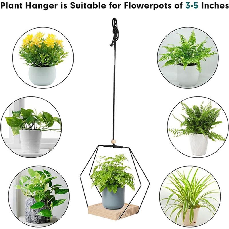 Подвесная полка для цветочных горшков с внутренними подвесными цветочными горшками, украшением балкона, растениями, гостиной, деревянной полкой, подвесной корзиной
