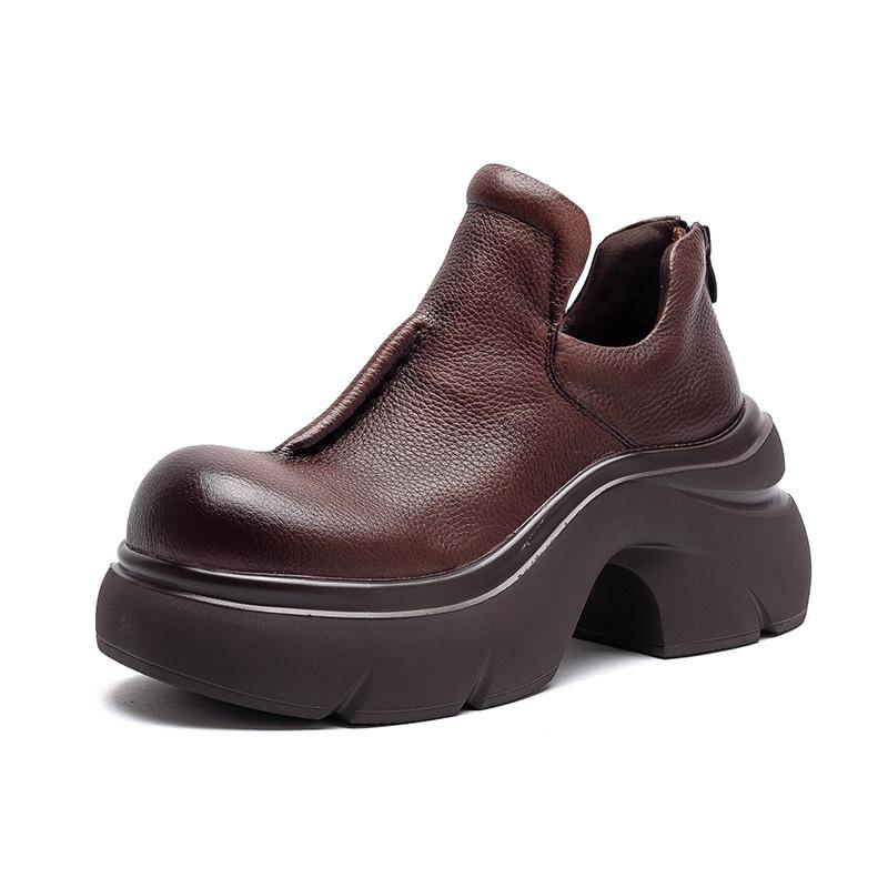 Fashion GKTINOO Genuine Leather Ankle Boots Women Shoes 2025 New Autumn Winter Round Toe Square Heel Zip Handmade Platform Women Boots