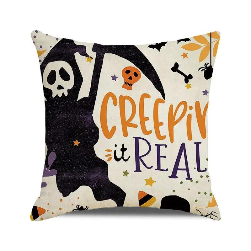 Декоративная наволочка для подушки на Хэллоуин с изображением тыквы, летучей мыши, волшебника, призрака, подходит для украшения дома, гостиной, дивана, комнаты