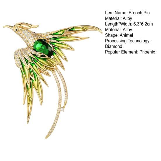 Phoenix Brooch Handmade Enamel Lapel Pin Chinese Style Bird Animal