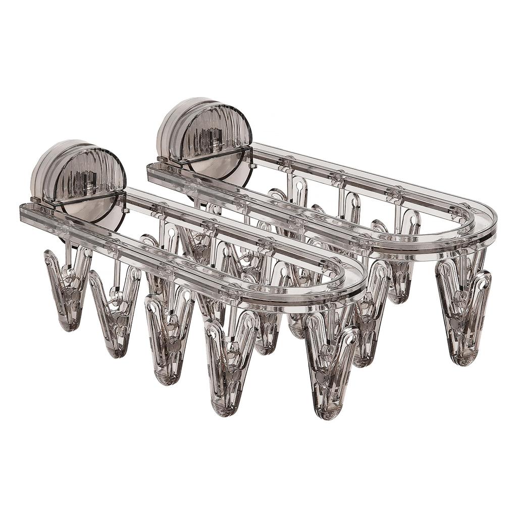 Сушильная стойка для белья, складная вешалка для белья с 9 зажимами, настенные присоски, прищепки для носков, перчаток, полотенец