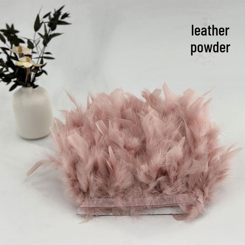 Red Lace Net Turkey Feather Strips for DIY Handmade Wedding Dance Costumes and Decorations