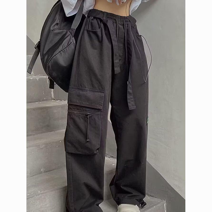 Повседневные брюки для женщин, брюки больших размеров, весенне-осенние рабочие брюки с высокой талией, свободные прямые драпированные брюки с волочением