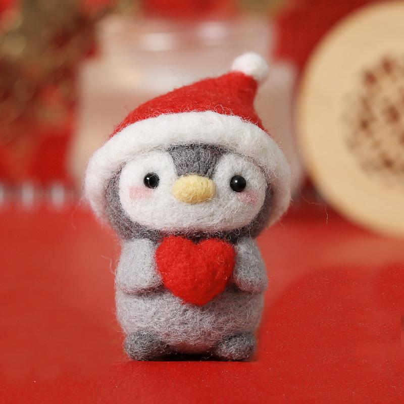 Cute Animal Wool Felt Penguin DIY Material Package Handmade Craft Needle Felting Kit Non-finished Doll Felt Poked Kitting Set