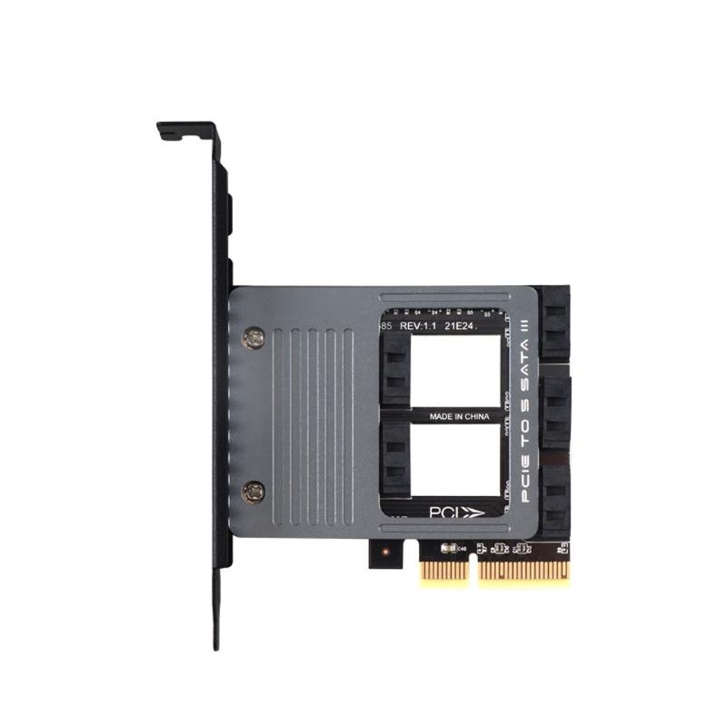 PCI-E 4X to  3.0 pansion Card 5 Full Speed Ports 6Gbps Transfer pansion Hard Drive for Win7 / 8/10 / Linux