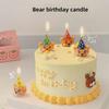 Creative Bear Birthday Cake Candles - Cute Smiley Face with Hat, Cartoon Style