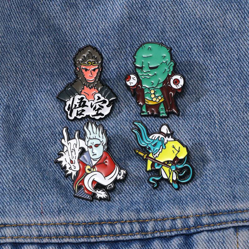 Black Myth Wukong Surrounding Destiny Man Ghost Big Head Golden Dragon Small Yellow Dragon School Bag Decorative Brooch