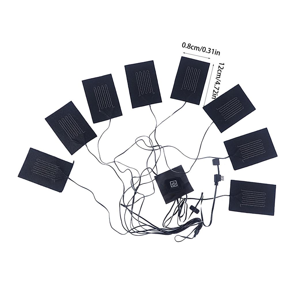 8in1 Electric Vest Heater Warm Cloth Jacket - USB Thermal Heated Pad Body Warmer