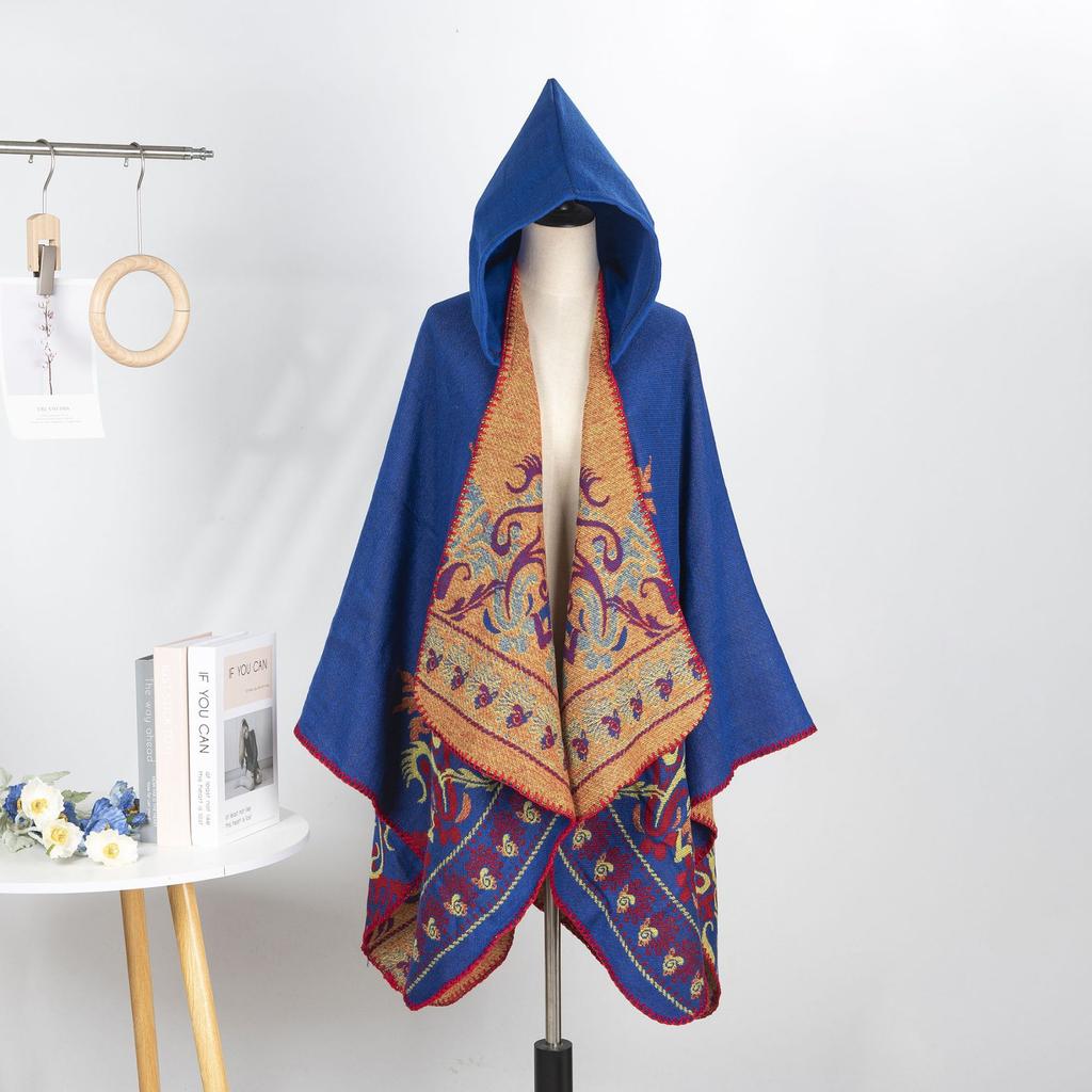 Retro Pattern Shawl Women'S Outdoor Travel Four Seasons Cardigan Air-Conditioned Room With Warm Cape