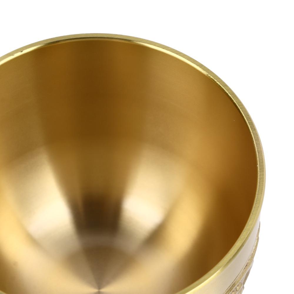 Solid Brass Coffee Drinking Cup Relief Patterns Water Offering Bowl Buddha Worship