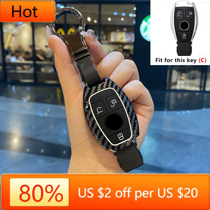 Interior Mouldings ABS Carbon Fiber Car Key Case Cover Shell for Mercedes Benz A B C E Class GLS GLA GLK GLC CLS CLA AMG W204 W2