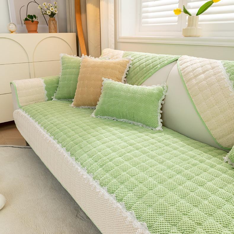 Вельветовый чехол для дивана, клетчатое противоскользящее диванное полотенце для секционного дивана, утолщенные качественные диванные полотенца, многофункциональные чехлы, подушки