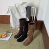 Внунее увеличение высоты Европа, Америка 2025 осень и зима эластичные сапоги, но сапоги со складками круглый носок высокие сапоги длинные сапоги женские сапоги на сборке