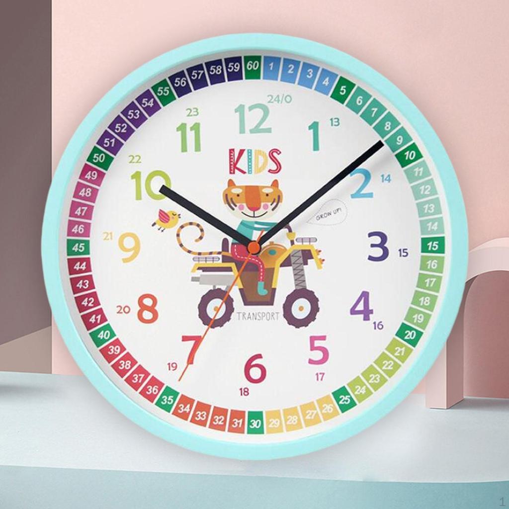 10 Inch Analog for Kids Non Ticking Teaching Clock Educational Tool Learning Bedroom