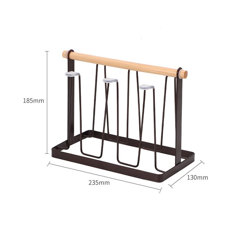 High Quality Durable Japanese Style Cup Drying Rack Space-saving With Drain Tray Mug Organizer Shelf Standing Type Bottle Holder